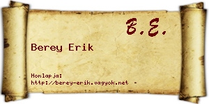 Berey Erik névjegykártya
